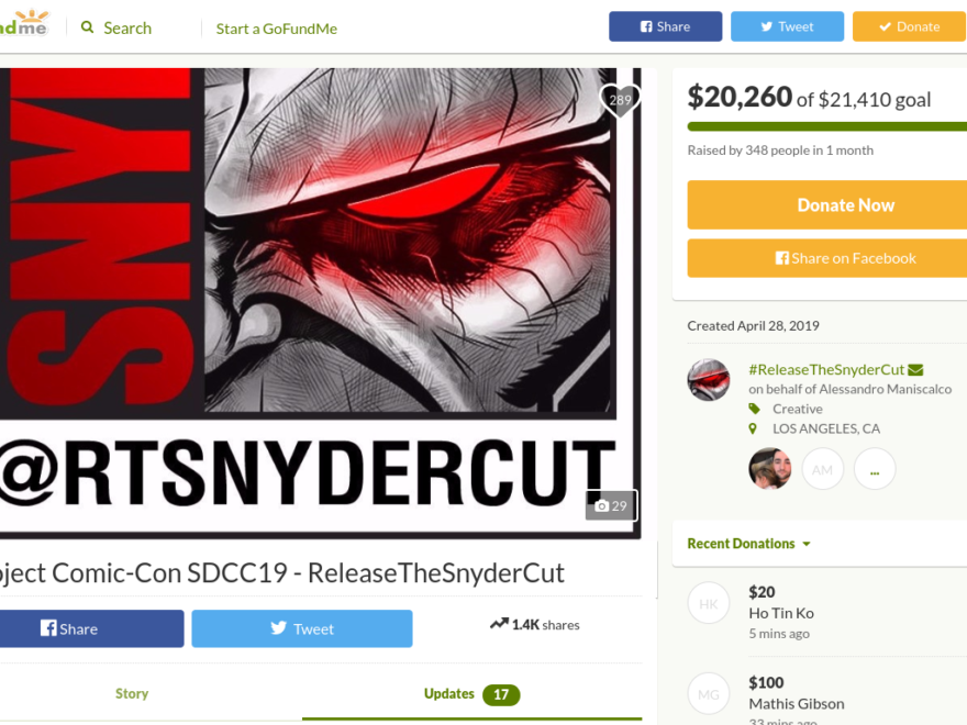 GoFundMe For “Snyder Cut” Promotion at Comic Con Raises Over ,000